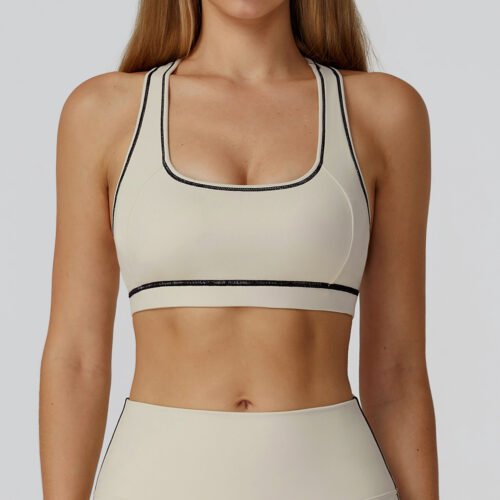 CONTRAST COLOR BRUSHED H-BACK YOGA BRA