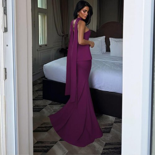 Sexy Backless Ribbon Tube Top Dress for Autumn Winter