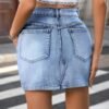 Bow Tie High Waist Sexy Denim Mini Skirt for Women