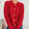 Retro Twist Knit Single-Breasted Cardigan Sweater Coat
