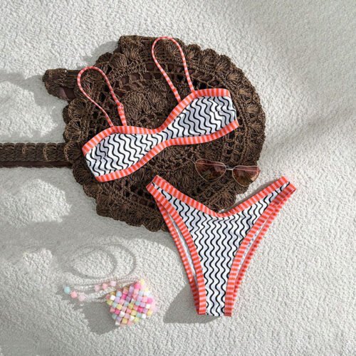Printed Strap Bikini Two Piece Sets Swimsuit Women Beach Seaside Bikini Spring Swimsuit