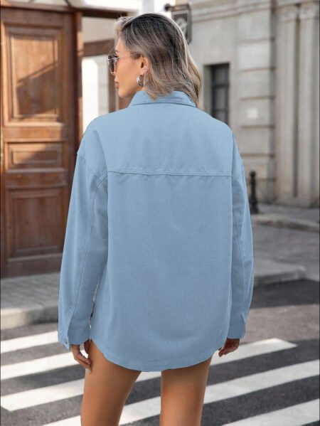 All-Match Denim Long Sleeve Shacket for Women