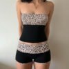 Sexy Leopard Tube Top & Boxer Shorts Set