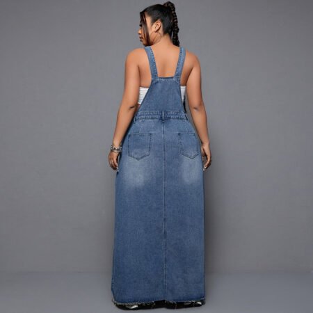 Plus Size Cool Suspender Denim Mini Skirt for Women