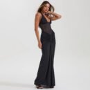 Elegant Women Lace up Maxi Dress Sexy Backless Pleated Sheath Dress