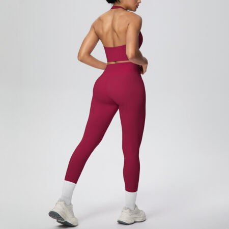 Halter Beauty Back Yoga Two-Piece Workout Set for Women