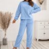 Plus Size Plush Hooded Sweater Two-Piece Homewear Set for Women