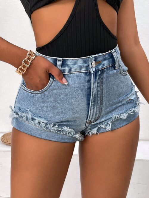 Slim Fit Sexy Denim Shorts for Women – Curve-Enhancing Style