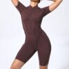 FlexZip Short‑Sleeve Fitness & Yoga Jumpsuit