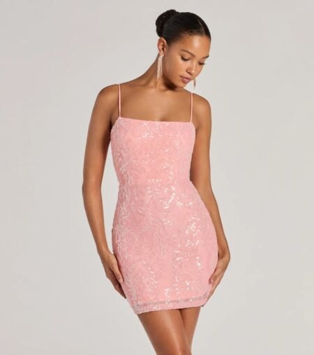 Summer Sequin Slim Sheath Mini Dress for Party Nights