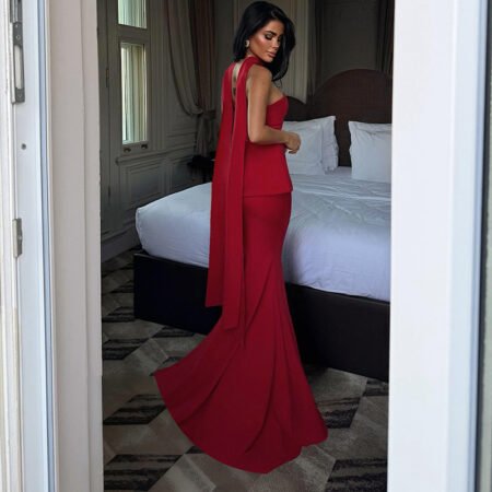 Sexy Backless Ribbon Tube Top Dress for Autumn Winter