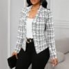 Women’s Slim Fit Plaid Business Blazer – All-Match Style