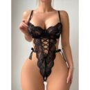 Lace Cutout Seduction Pajama Lingerie Jumpsuit