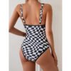 PlaidCharm V‑Neck One‑Piece Swimsuit