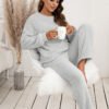 Plus Size Plush Hooded Sweater Two-Piece Homewear Set for Women