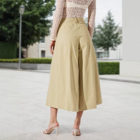 High Waist Pleated Pantskirt Wide Leg Trousers – Slimming Casual Design
