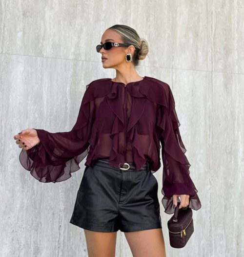 Light Luxury High Grade French Small Shirt Layered Ruffled Chiffon Blouses Women