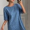 Short Sleeve Blue Cotton Straight Denim Casual Dress