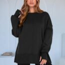 Solid Color Loose Sports Long Sleeve Pullover Sweatshirt