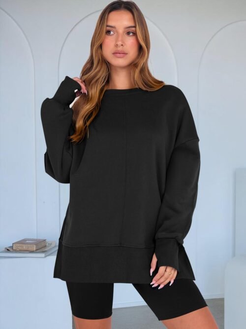 Solid Color Loose Sports Long Sleeve Pullover Sweatshirt