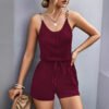 MetalGlam Pleated Metal‑Strap Summer Jumpsuit