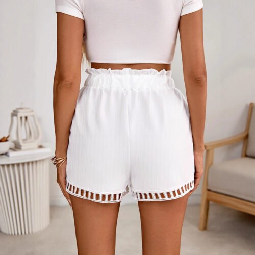 Summer Casual White Tie-Front Loose Shorts for Women