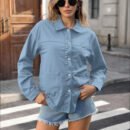 Single Breasted Long Sleeve Denim Shacke