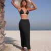 MeshGoddess Three‑Piece Bikini Set with Long Skirt