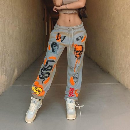 Harajuku Print Streetwear Jogger Pants for Women – Autumn Winter