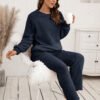 Plush Hooded Sweater Two-Piece Homewear Set for Women