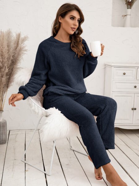 Plush Hooded Sweater Two-Piece Homewear Set for Women