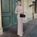 FALL WOMEN SOLID COLOR HIGH COLLAR SLIM PLEATED LONG SLEEVE DRESS