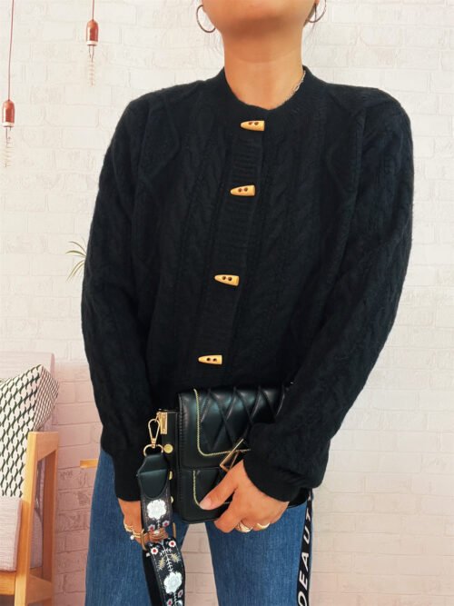 Retro Twist Knit Single-Breasted Cardigan Sweater Coat