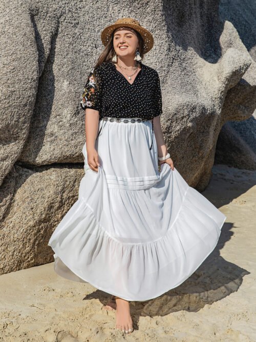 Plus Size Polka Dot Elegant Shirt for Everyday & Occasion Wear