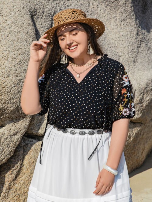 Plus Size Polka Dot Elegant Shirt for Everyday & Occasion Wear