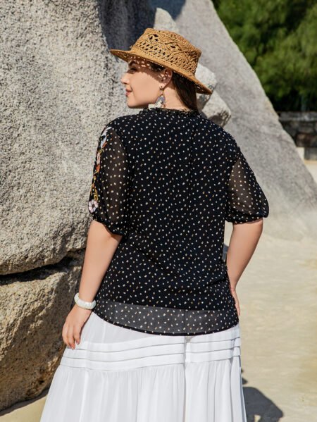 Plus Size Polka Dot Elegant Shirt for Everyday & Occasion Wear