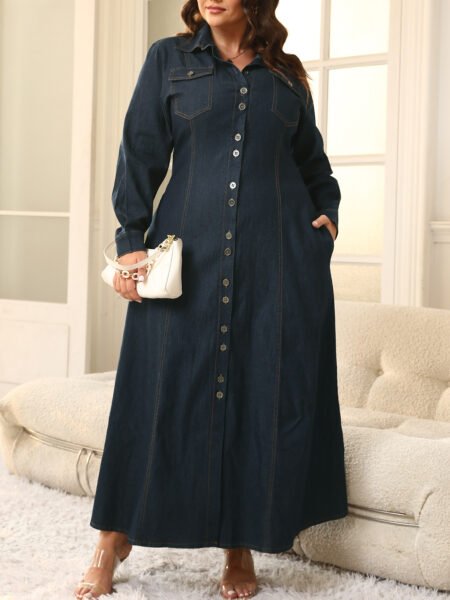 Plus Size Winter Swing Coat with Open Front & Elegant Drape