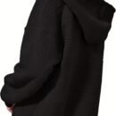 Plus Size Solid Zipper Collar Pullover – Minimalist Long Sleeve Essential