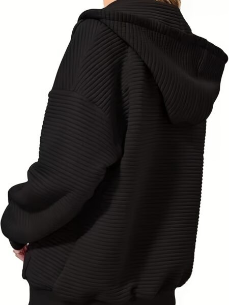 Plus Size Solid Zipper Collar Pullover – Minimalist Long Sleeve Essential