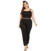 Plus Size Burnt Floral Cutout Straight-Flare Pants