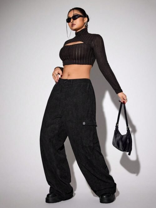 Plus Size Wide Leg Workwear Pants – Autumn Winter Street Trend