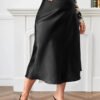 Elegant Plus Size High Waist Satin A-Line Party Skirt