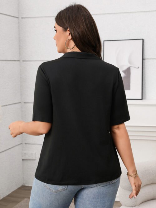 Casual Printed Polo Collar T-Shirt for Women