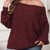 Sexy Off-Shoulder Asymmetric Plus Size Batwing Top