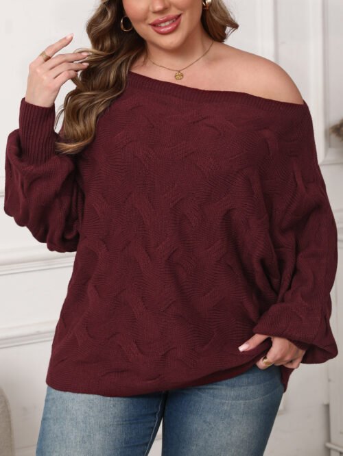Sexy Off-Shoulder Asymmetric Plus Size Batwing Top