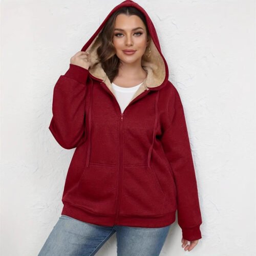 Plus Size Warm Plush Hoodie Coat – Winter Essential Outerwear