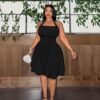 Plus Size Square Neck A-Line Slimming Short Dress