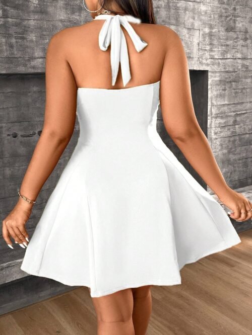 Plus Size Sexy Halter Backless Slim Fit Mini Dress