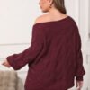 Sexy Off-Shoulder Asymmetric Plus Size Batwing Top