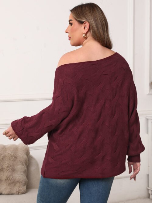 Sexy Off-Shoulder Asymmetric Plus Size Batwing Top